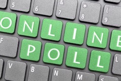 Computer keyboard with 'Online Poll' on keys