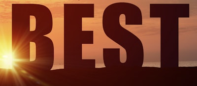 The word 'Best' in block letters in front of sunset