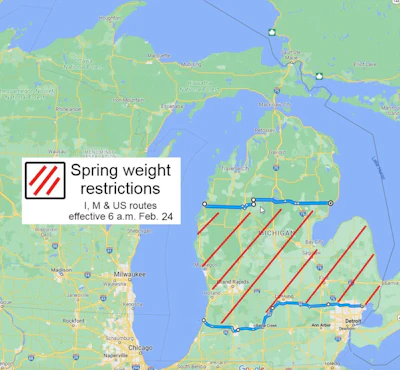 Michigan map with eight restrictions