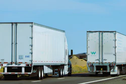 2 tractor-trailers on highway