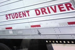 Trailer with 'Student Driver' sign