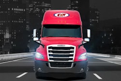 Red tractor-trailer on highway