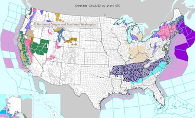 Weather map of USA