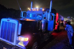 Tractor trailer at night