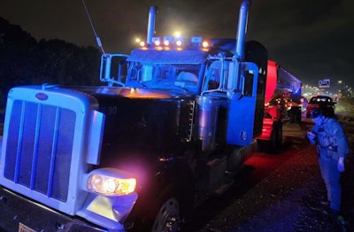 Tractor trailer at night