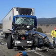 Tractor-trailer accident scene