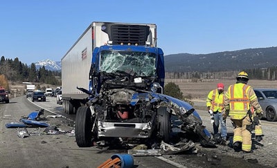 Tractor-trailer accident scene