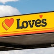 Love's logo on fuel island canopy
