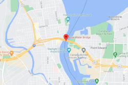 Map showing Blue Water Bridge