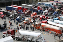 Custom show trucks outside Kentucky Exposition Center