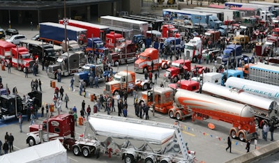 Custom show trucks outside Kentucky Exposition Center