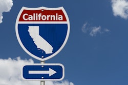 Road sign with map of California