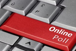 Computer keyboard with 'Online Poll' on keys