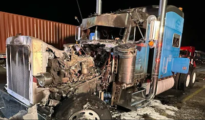 Burned semi truck