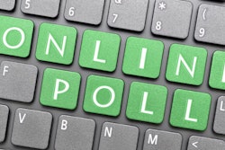 Computer keyboard with 'Online Poll' on keys