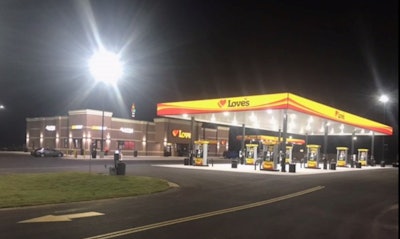 Love's Travel Stop at night
