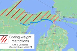 Michigan map with highway restrictions