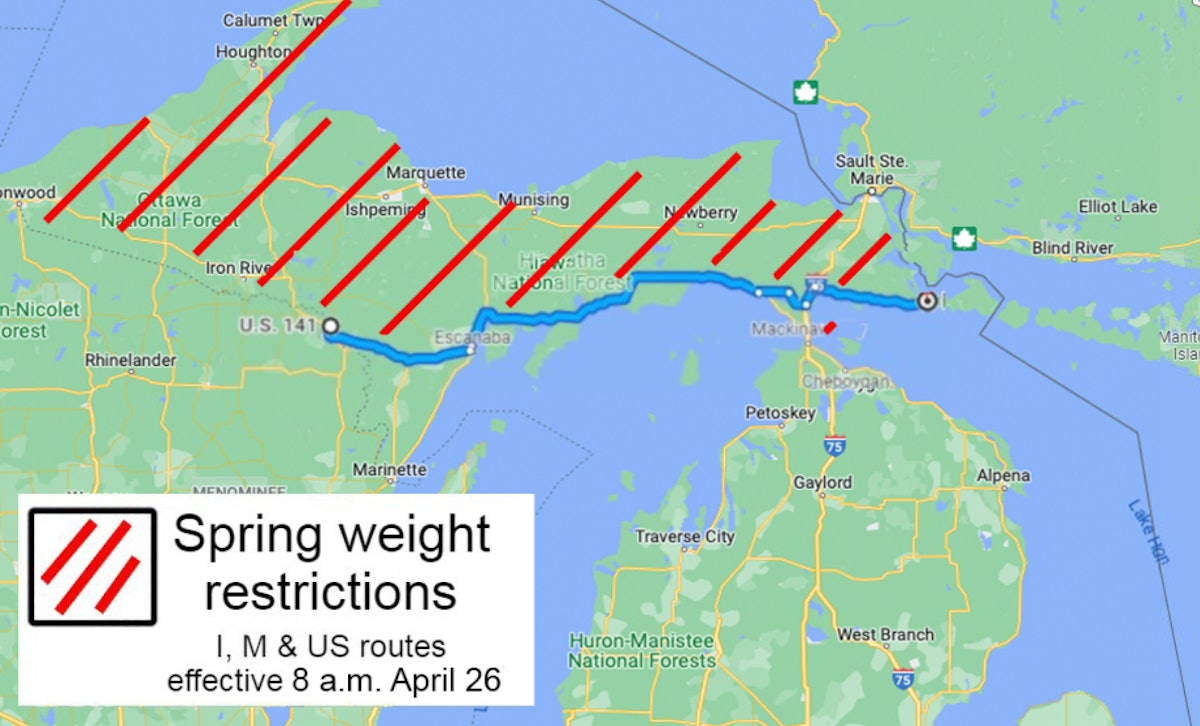 Latest weight restrictions on Michigan highways effective today, April 26