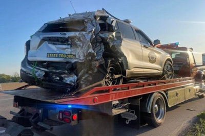 Missouri Highway Patrol vehicle damaged in crash