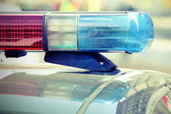 Red and blue lights atop a police car
