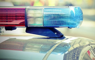 Red and blue lights atop a police car