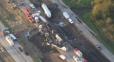 Overhead photo of I-55 crash scene