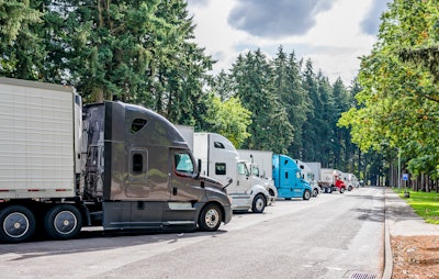 Tractor-trailers parked at rest area