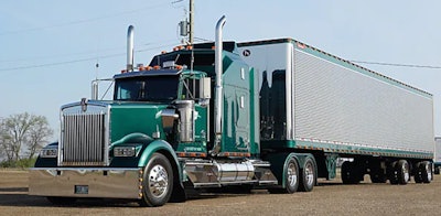 Green tractor-trailer