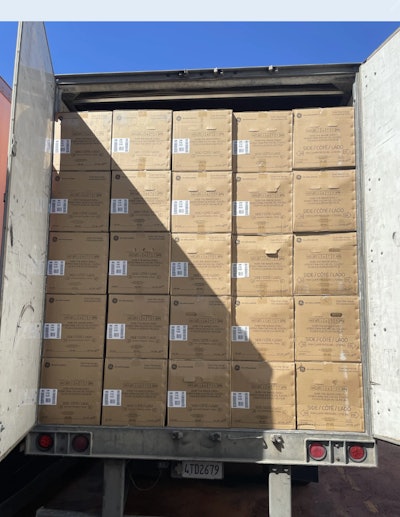 Boxes of stolen cargo on trailer