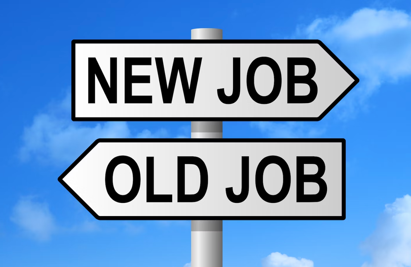 Two arrowsigns. One says 'New Job' and the other says 'Old Job'.