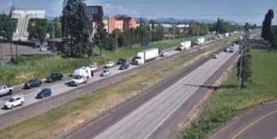 Traffic backed up on Interstate 5 in Oregon