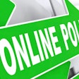 Green arrow with 'Online Poll' in white
