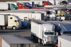 Crowded truck parking lot