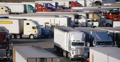 Crowded truck parking lot