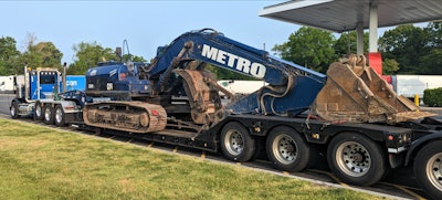 Tractor-trailer with oversized load