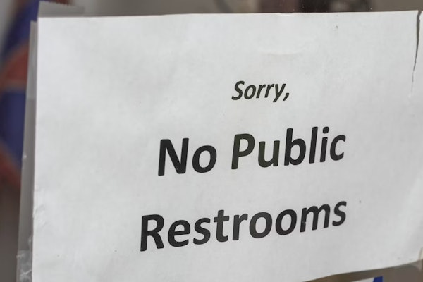 'No Public Bathrooms' sign