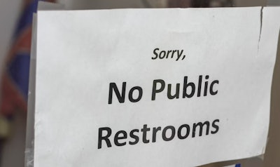 'No Public Bathrooms' sign