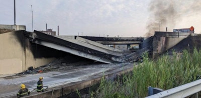 Collapsed bridge on I-95 in Philadelphia