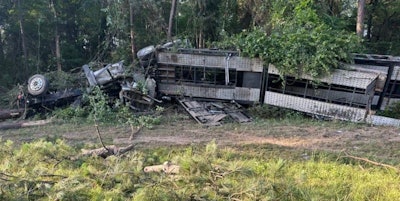 Overturned 18-wheeler