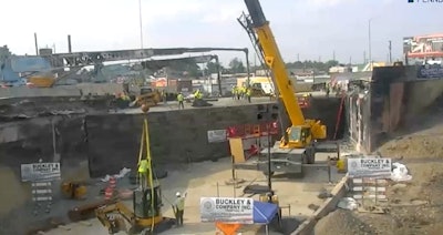 Screen capture from the live stream camera of the I-95 construction site