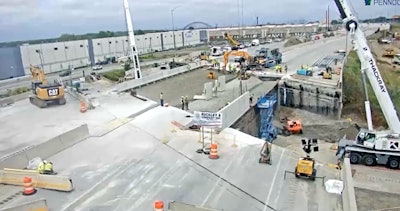 Screen capture from video at site of I-95 construction