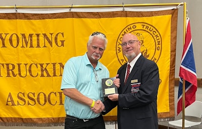 Wyoming driving competition champion receives his award