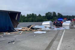 Tractor-trailer crash scene