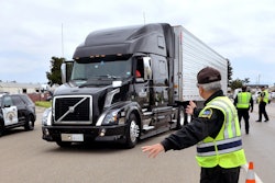 Tractor-trailer at inspection site