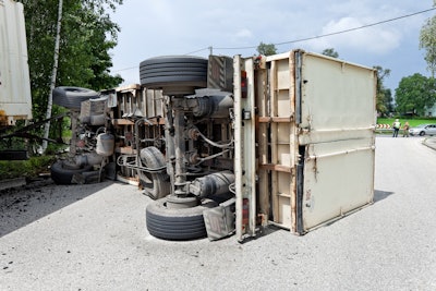 Tractor-trailer accident scene