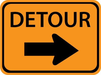 Orange 'Detour' sign