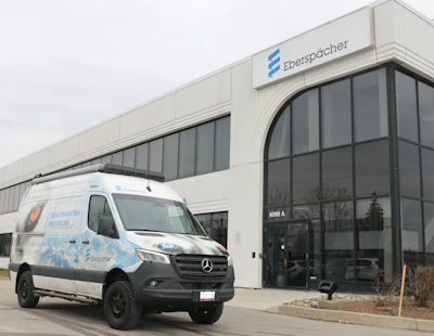 Van in front of Eberspaecher facility in Canada