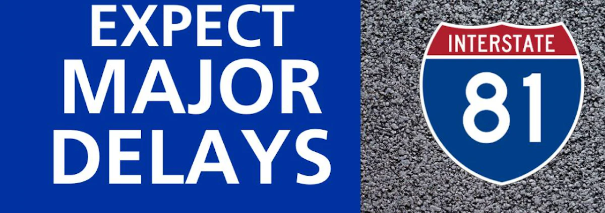 Expect delays on I-81 near Salem, Virginia from Sunday through Tuesday