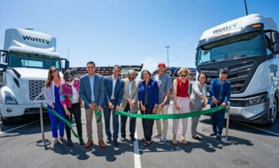 Ribbon cutting at WattEV commercial truck charging depot at the Port of Long Beach