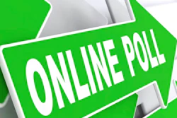 Green arrow with 'Online Poll' in white letters